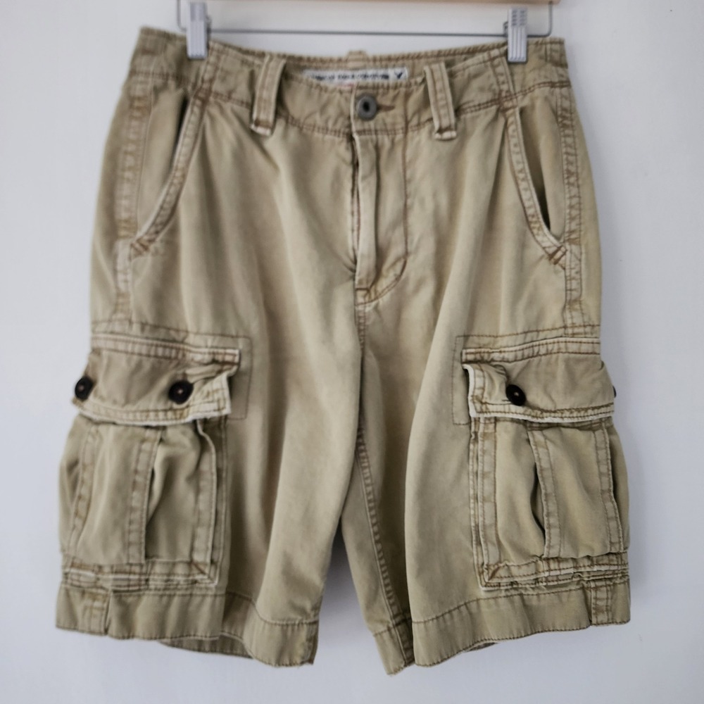 American Eagle Outfitters Mens Cargo Shorts Size 30 Khaki Classic Length Cotton